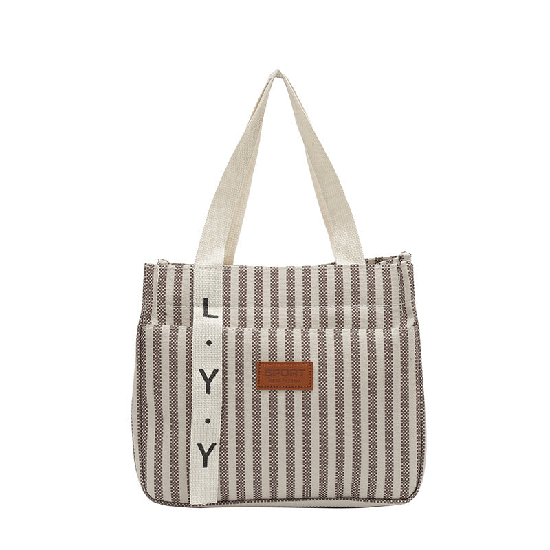 Striped Bento Portable Lunch Box Bag