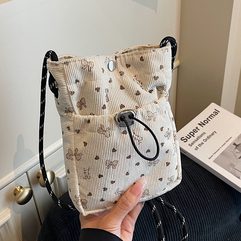 Women 2026 Spring Corduroy Crossbody Phone Bag