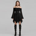 Halloween Gothic Off Shoulder Mini Dress with Bell Sleeves