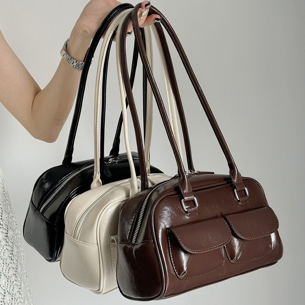 Retro Niche Design Large Capacity Pocket Bowling Armpit Handbag