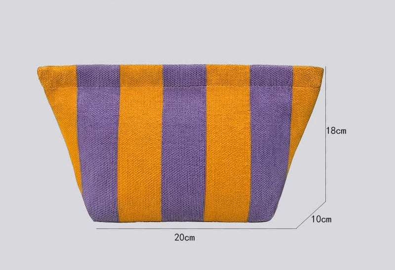 Striped Knitted Wool Cosmetic Clutch Bag
