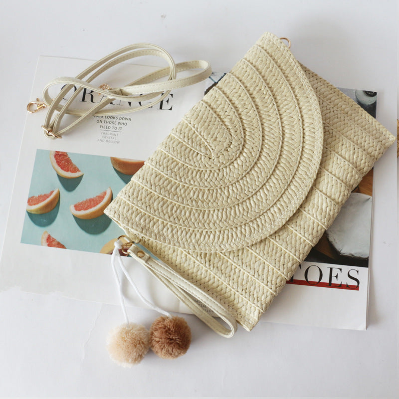 Ball Clutch Straw Woven Beach Bag