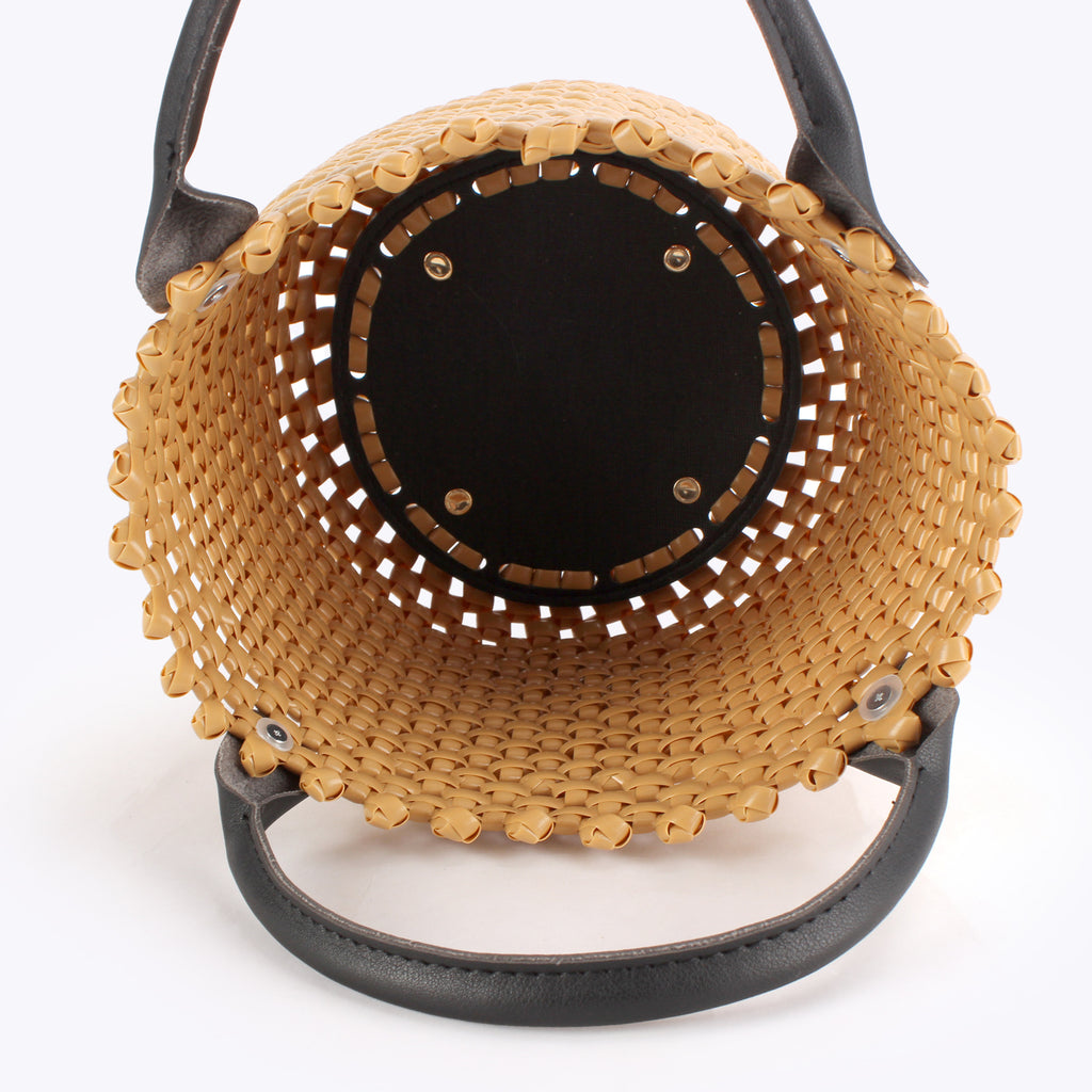 Open Weave PVC Handbag Basket Tote with Contrast Handles