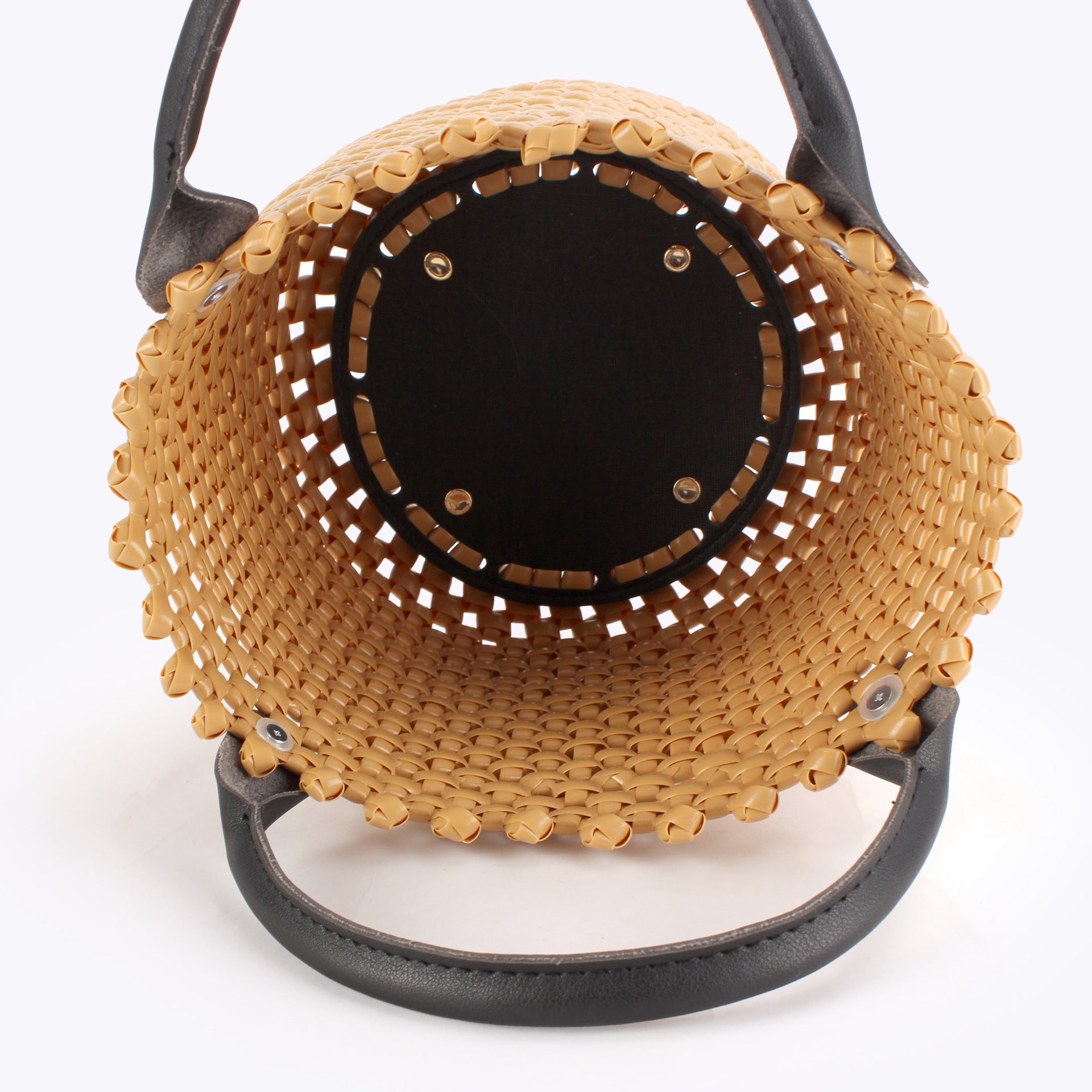 Open Weave PVC Handbag Basket Tote with Contrast Handles