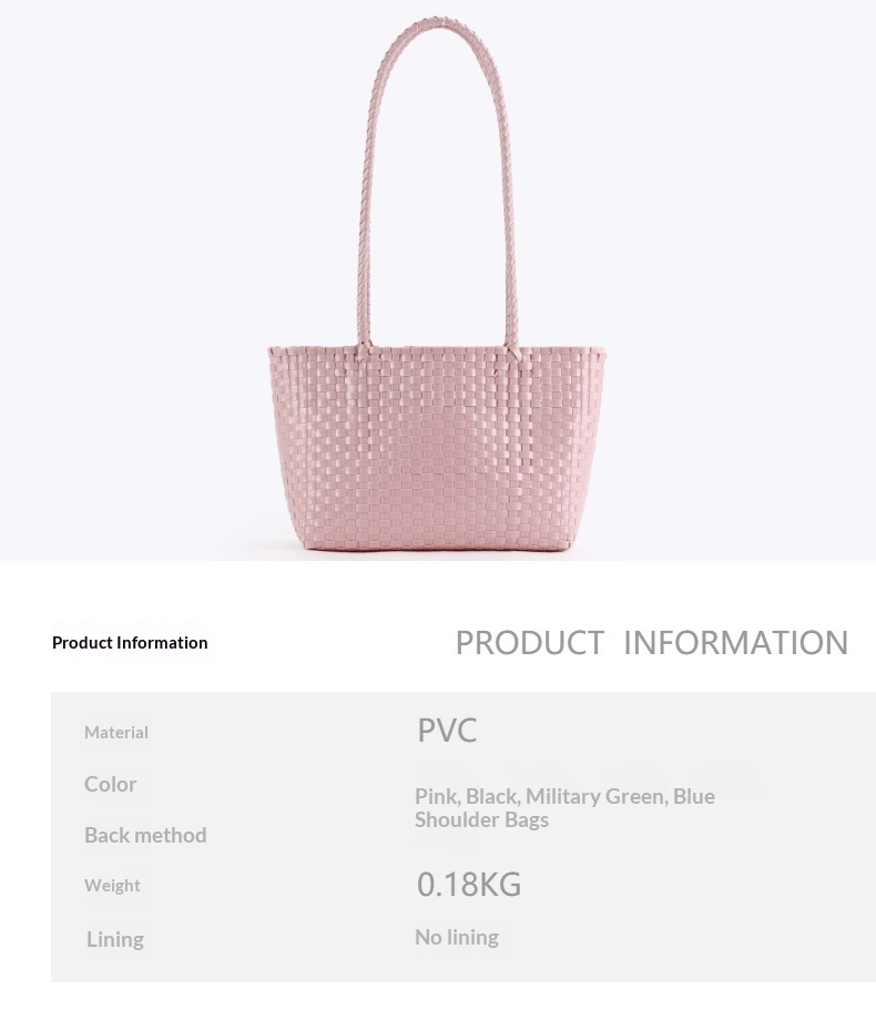 Colorful Lightweight Woven PVC Shoulder Tote Bag