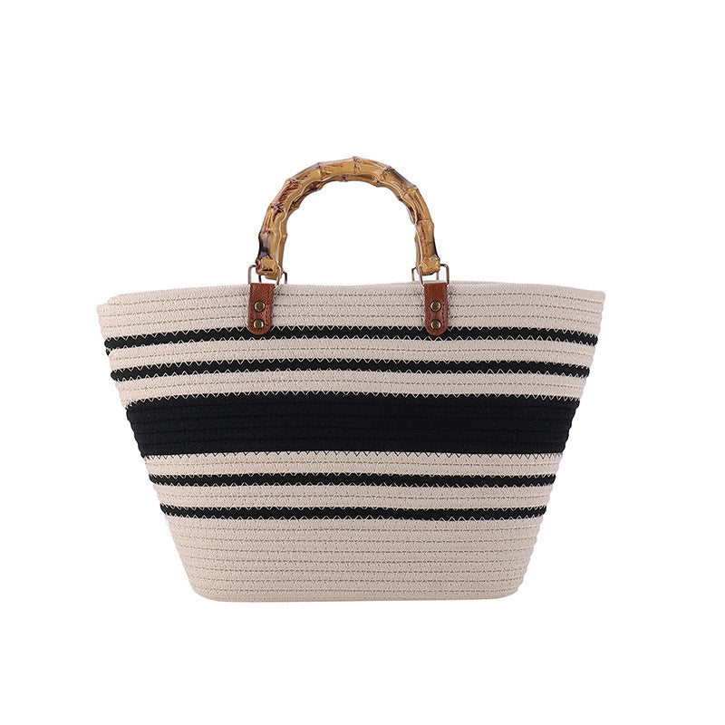 Woven Single Shoulder Large Capacity Bamboo Tote Bag