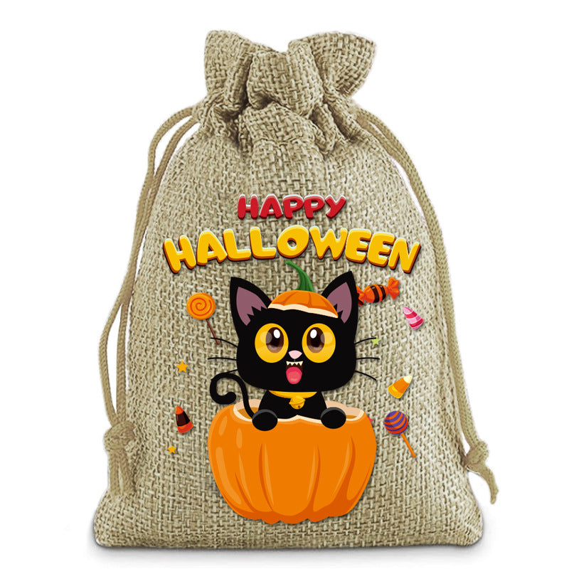 Halloween Burlap Drawstring Gift Bags