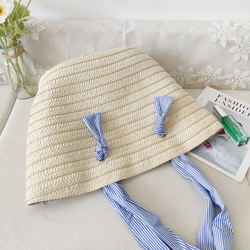 Single-Shoulder Paper-Braided Straw Beach Tote