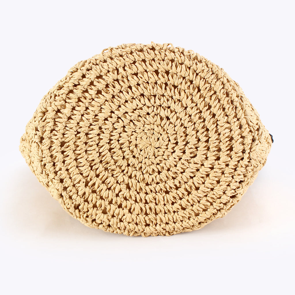 Crochet Floral Bucket Woven Paper Crossbody Bag