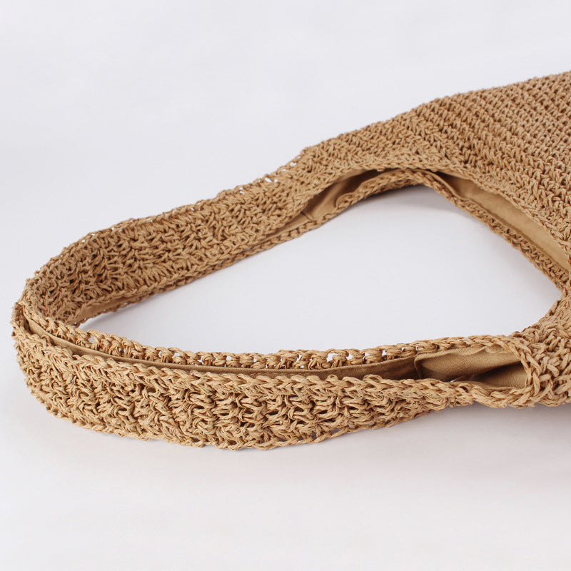 Women Woven Shoulder Bag, Mori Crochet Large Beach Bag