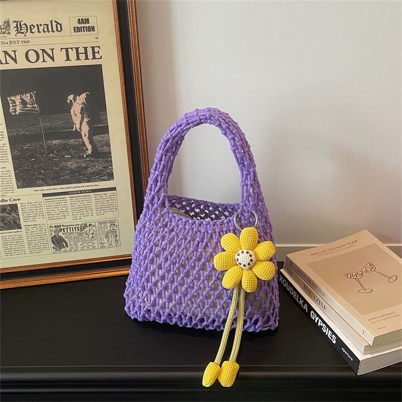 2026 New Korean Unique Hollow Mesh Wristlet Fashion Beach Handbag