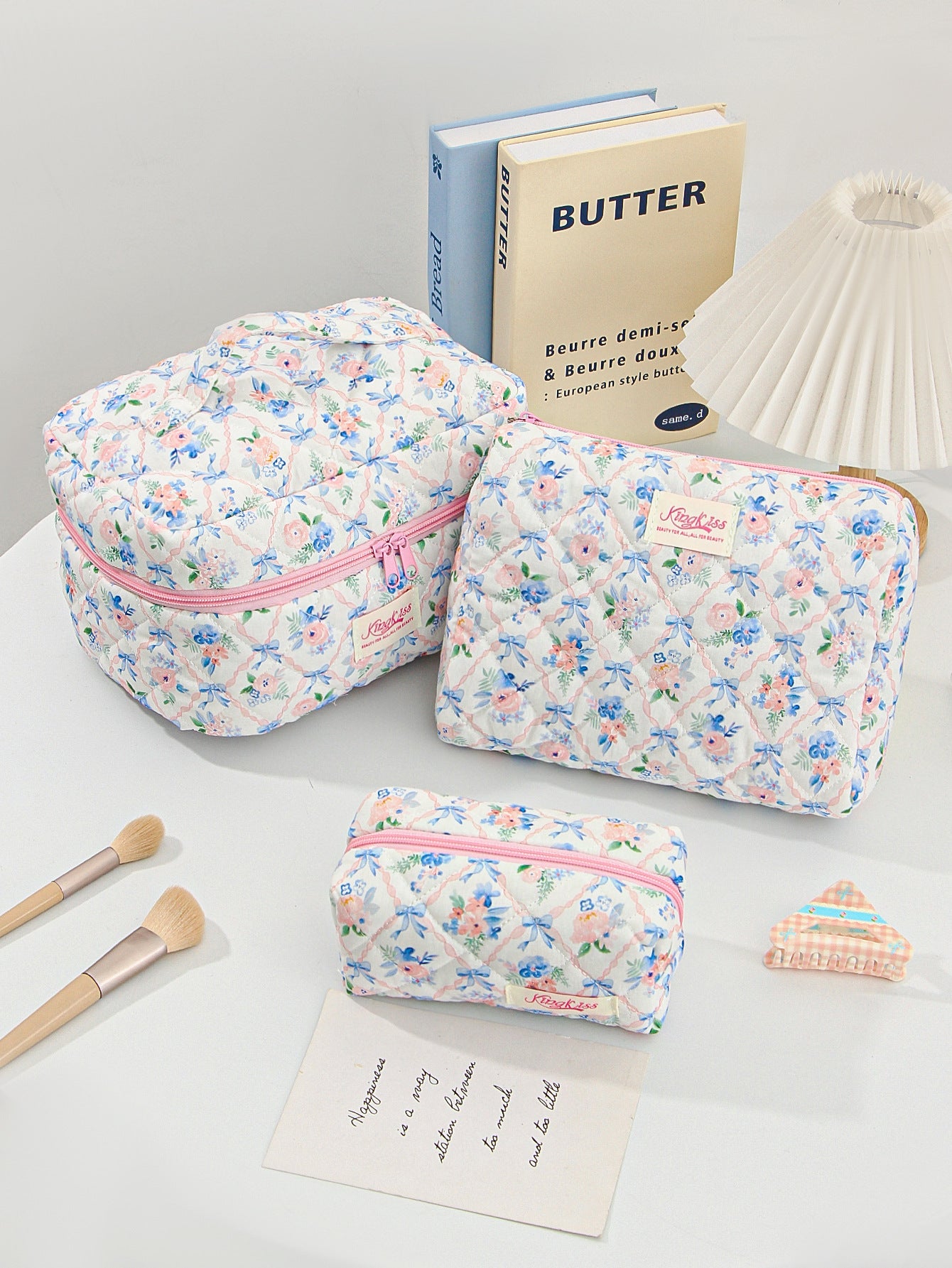 Canvas Striped Octagonal Large-Capacity Toiletry Bag
