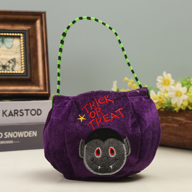 Halloween Plush Trick-or-Treat Embroidered Character Bucket Bag