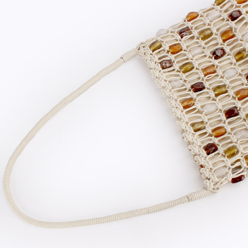 Boho Waxed Cord Handwoven Beaded Shoulder Bag