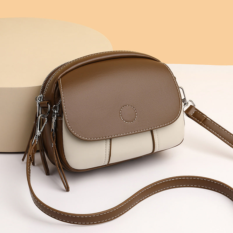 Color Block Vegan Leather Crossbody Bag