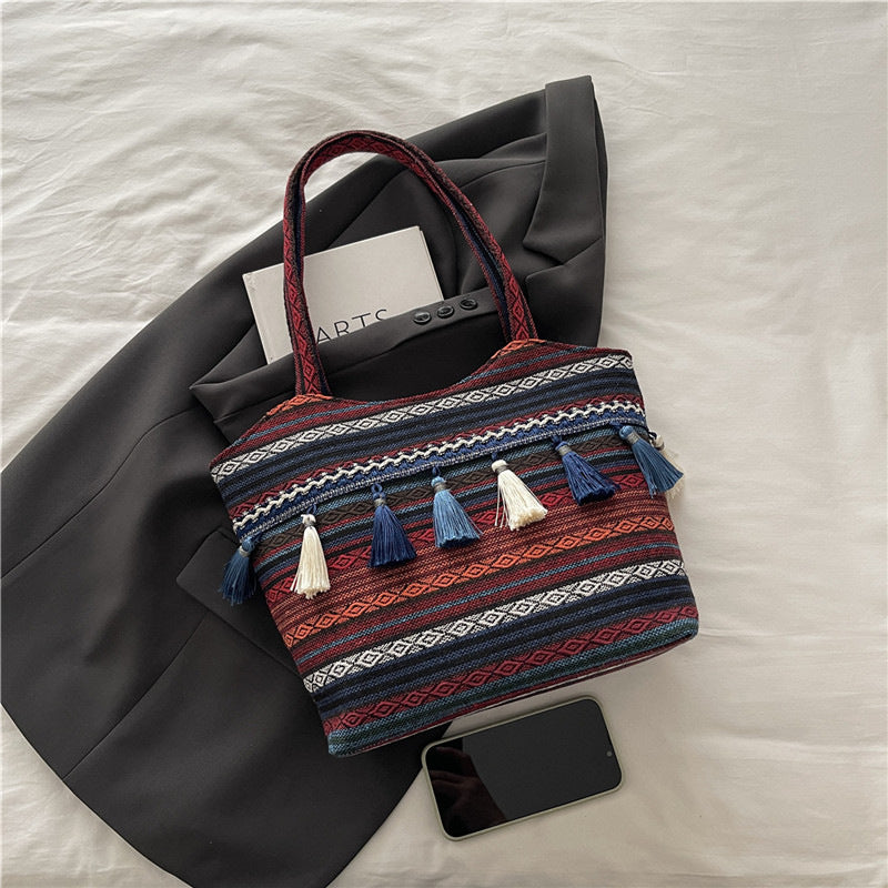 Women Ethnic Shoulder 2026 New Large Casual Tote Handbag