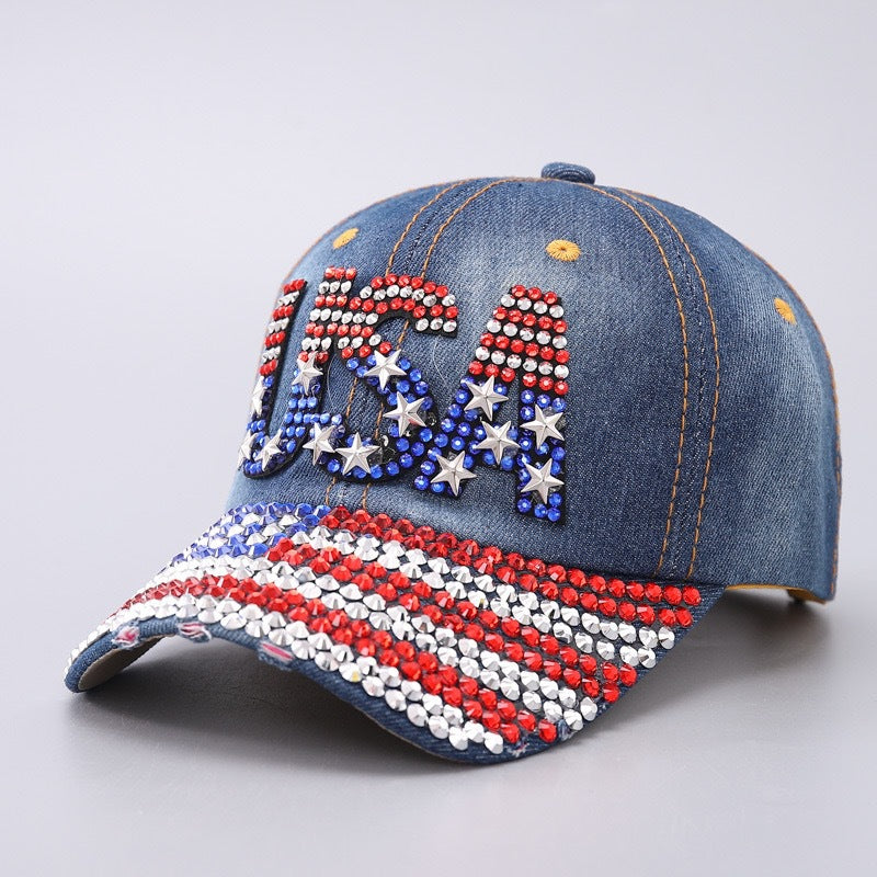 Rhinestone Flower Butterfly Baseball Cap
