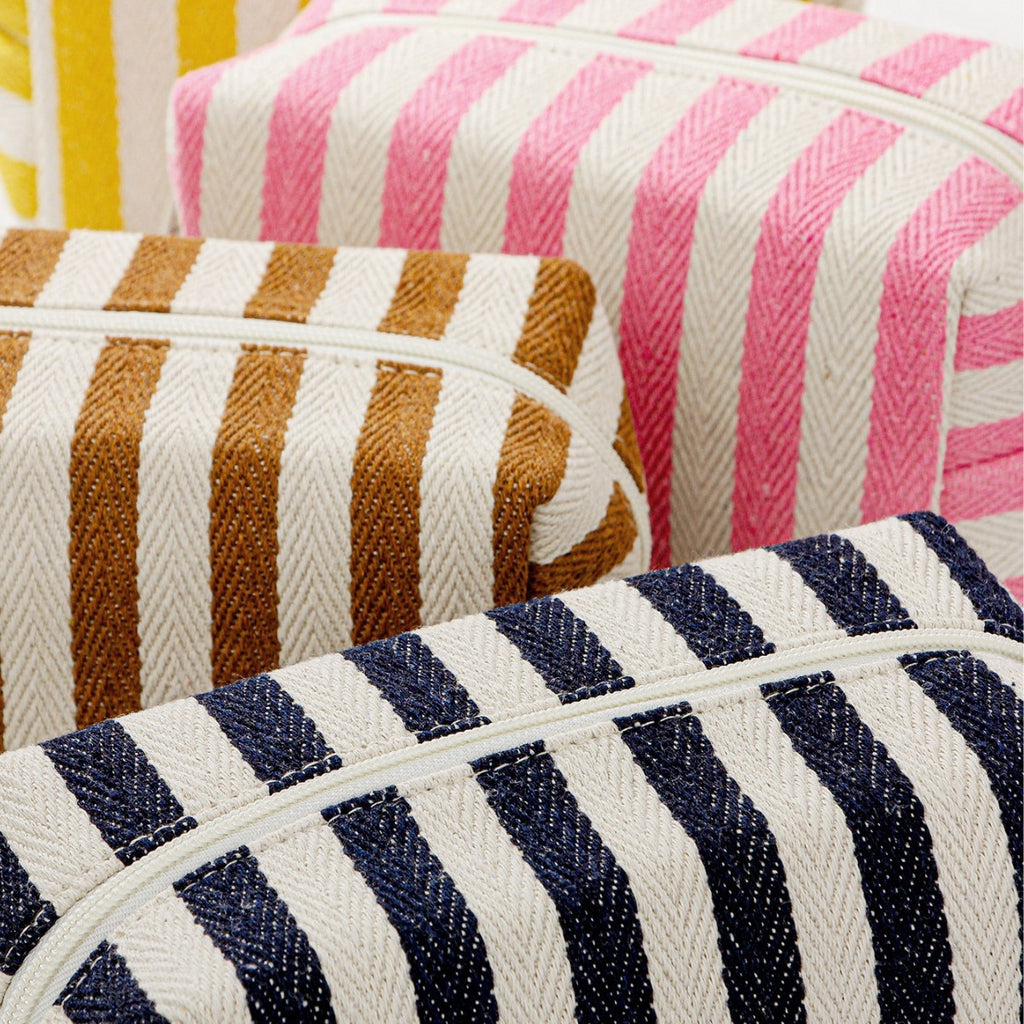 Canvas Striped Octagonal Large-Capacity Toiletry Bag
