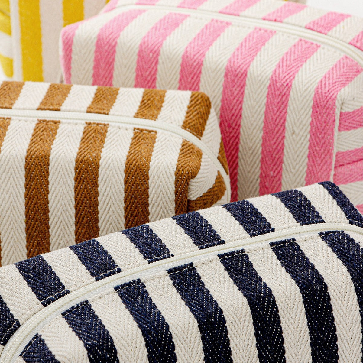 Canvas Striped Octagonal Large-Capacity Toiletry Bag