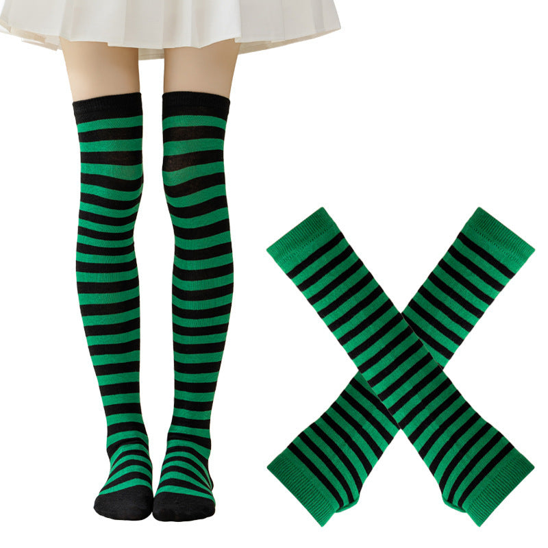 Cross Border Halloween Christmas Party Striped Over Knee Socks