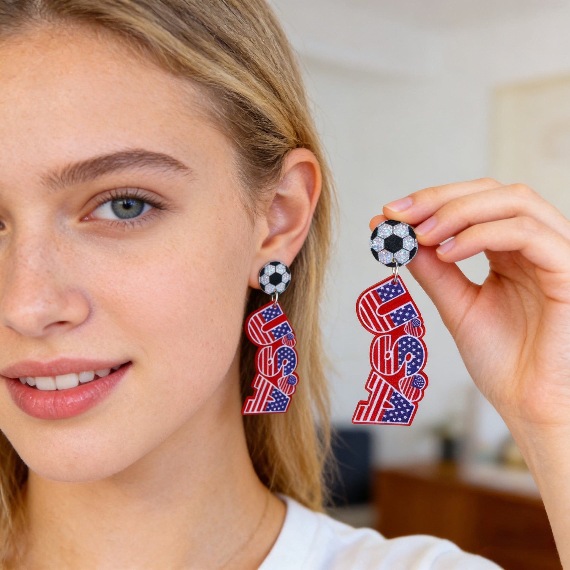 World Cup USA Flag Acrylic Independence Day Earrings
