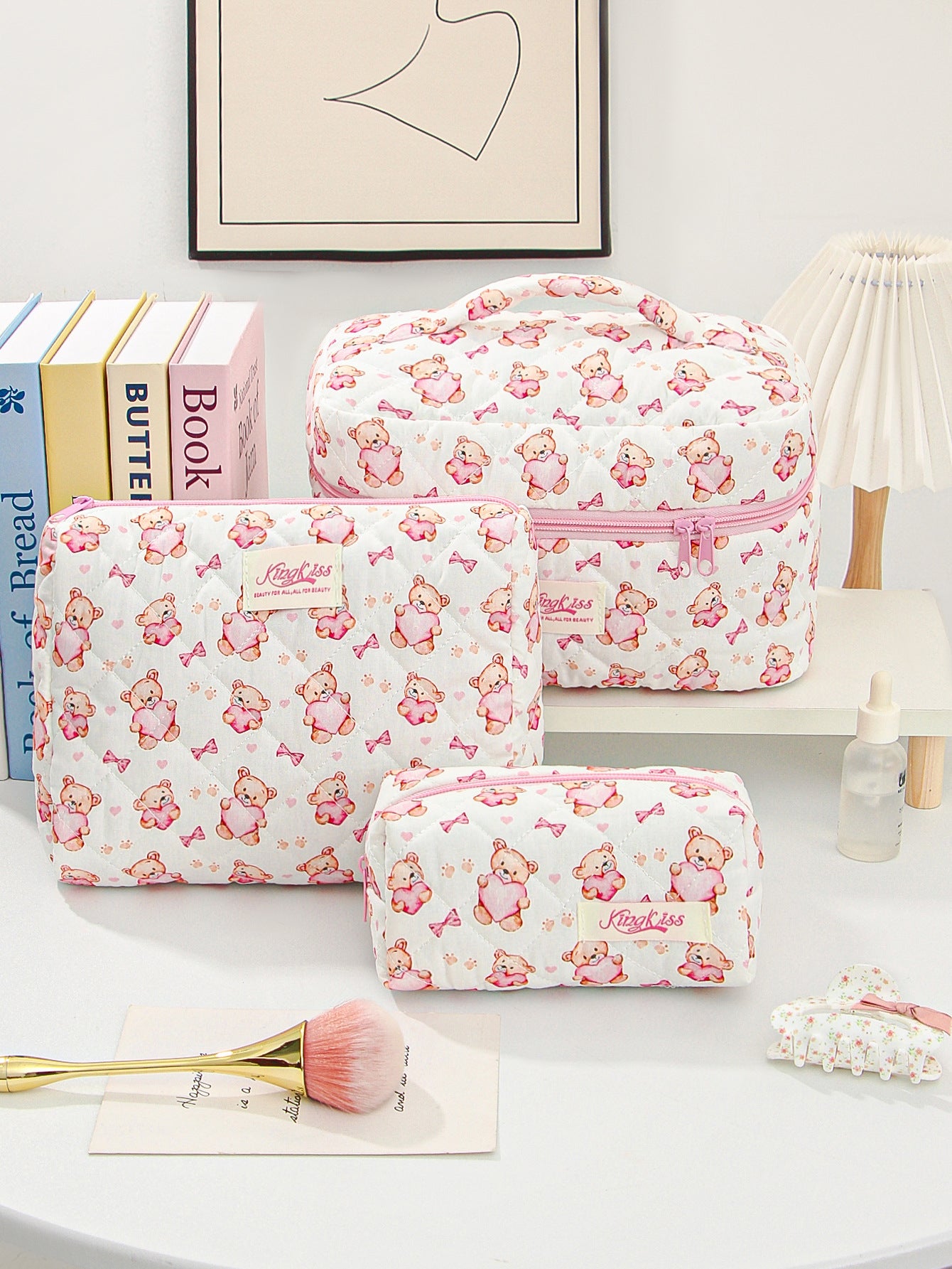 Canvas Striped Octagonal Large-Capacity Toiletry Bag
