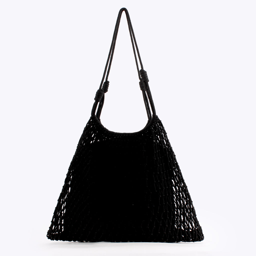 Oversized Boho Handwoven Cotton Rope Net Shoulder Bag with Inner Lining
