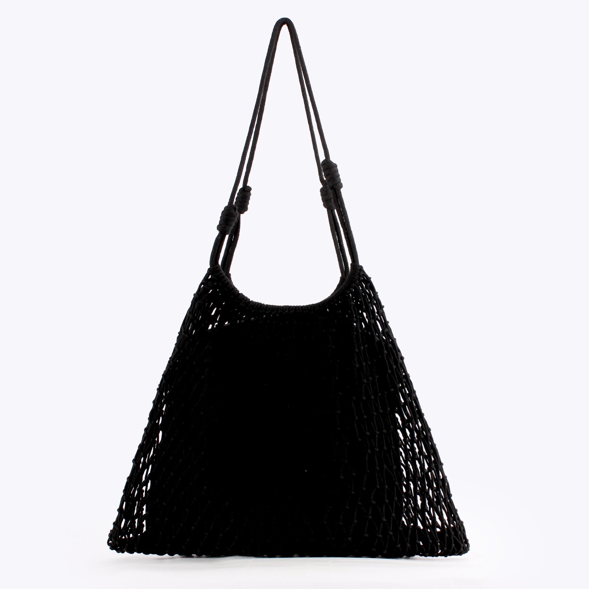 Oversized Boho Handwoven Cotton Rope Net Shoulder Bag with Inner Lining