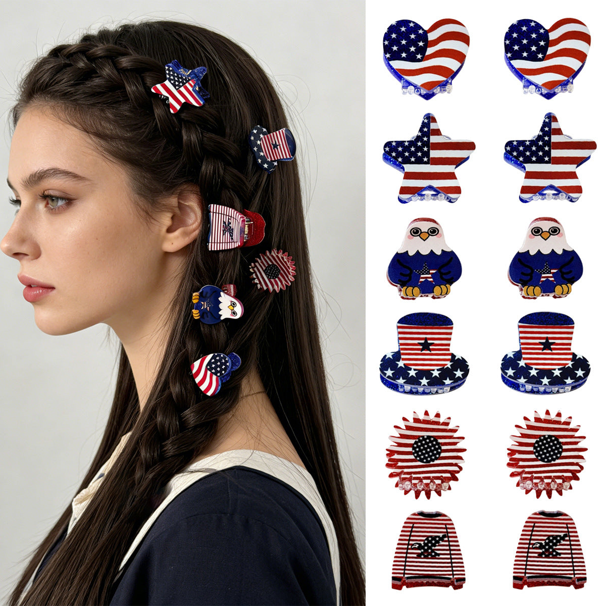 Independence Day Eagle Love Star Hair Clip