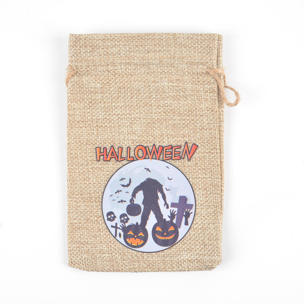 Customizable Halloween Burlap Drawstring Gift Bags