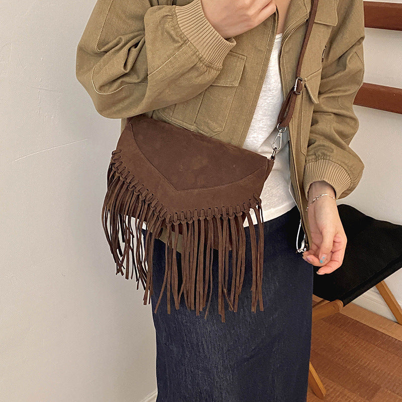 Western Fringe Crossbody Bag with Envelope Flap