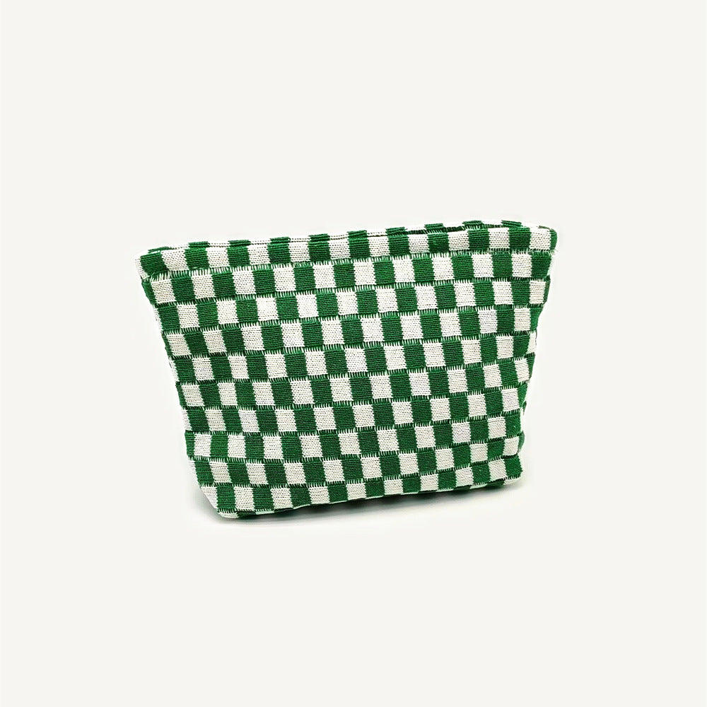 Knitted Checkerboard Cosmetic Bag Large Capacity Plaid Toiletry Bag