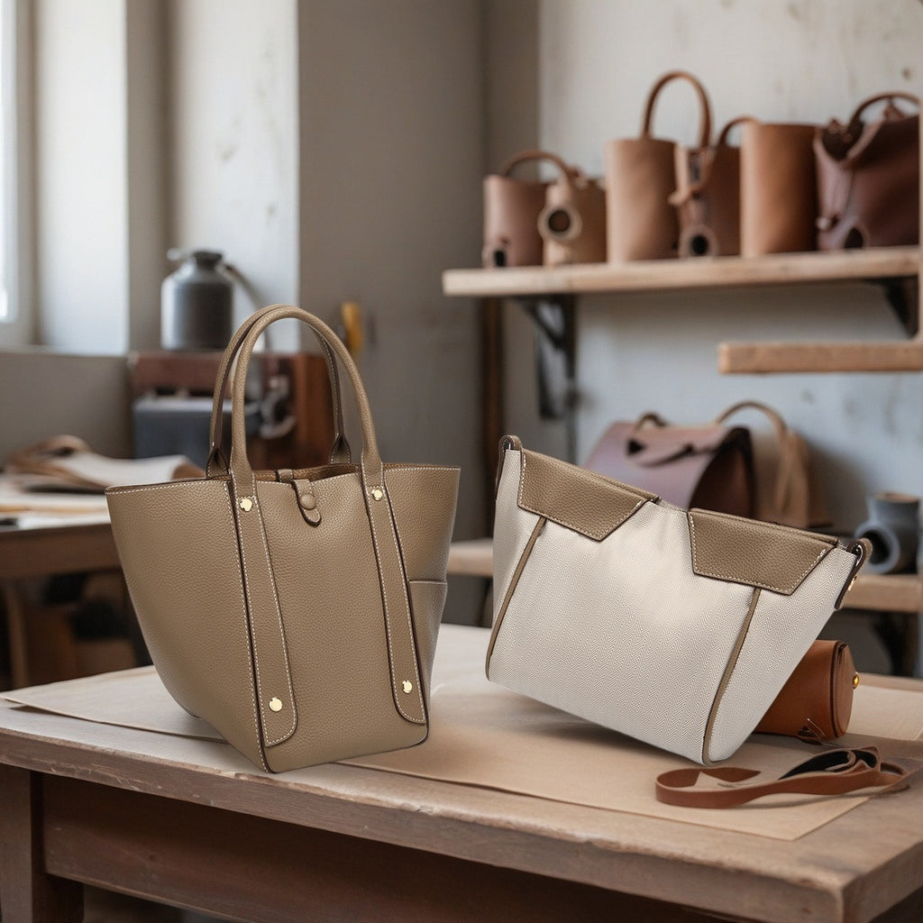 Genuine Leather Vegetable Basket Shoulder Bag