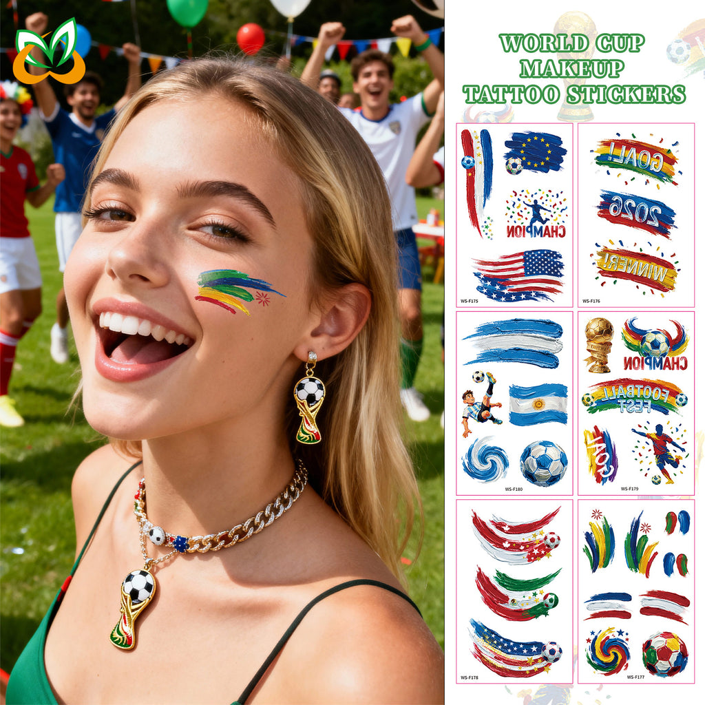 Football World Cup Tattoo Face Stickers