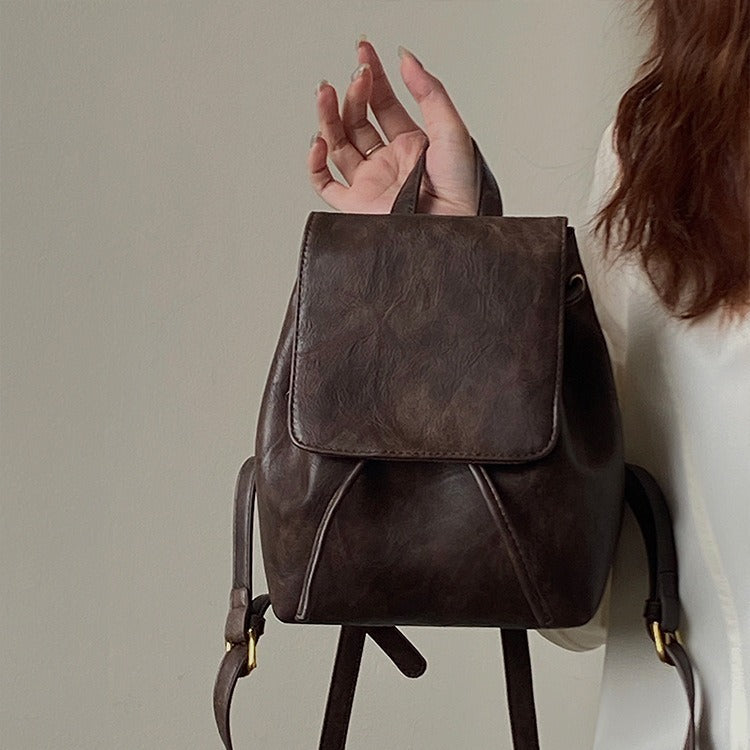 Retro Brown Backpack Simple Versatile Shoulder Bag