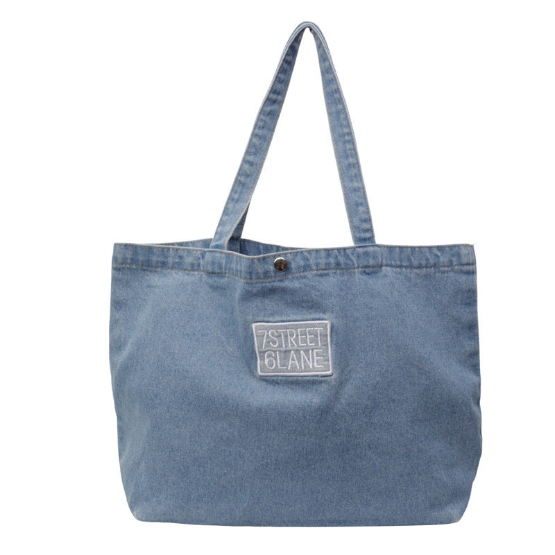 New Denim Shoulder Large Shopping Mom Artistic Student Commute Bag