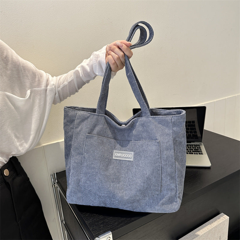 Women's Corduroy Large-Capacity Underarm Tote Bag