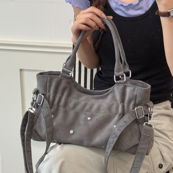 Soft Suede Shoulder Bag with Stylish Stud Details