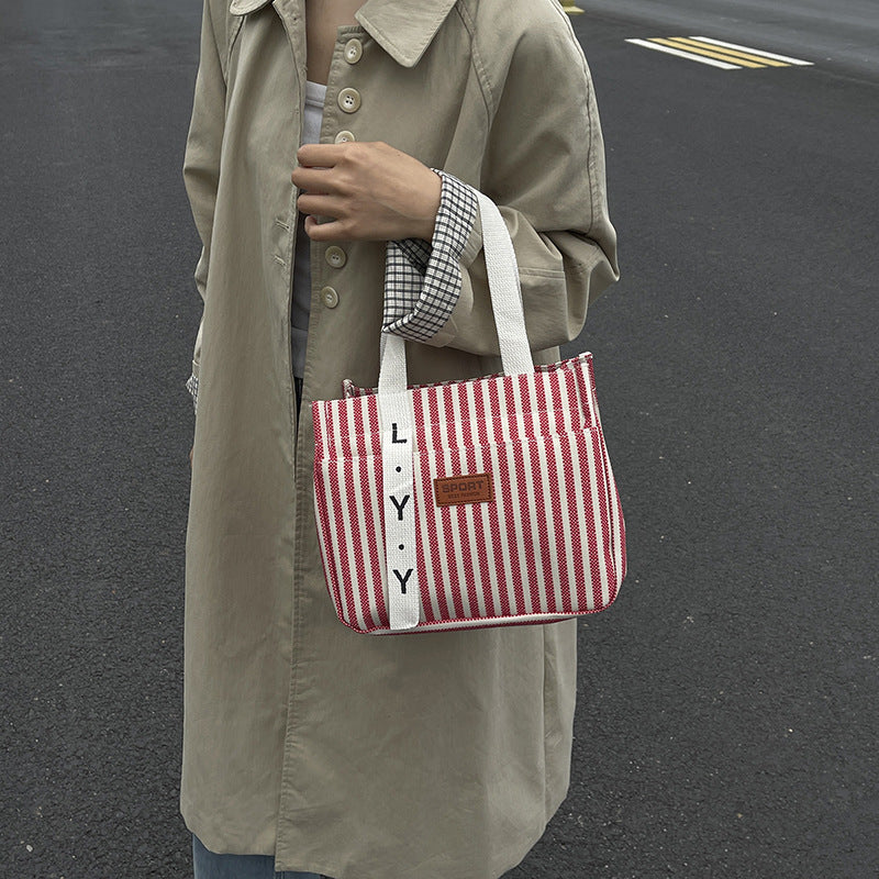 Striped Bento Portable Lunch Box Bag