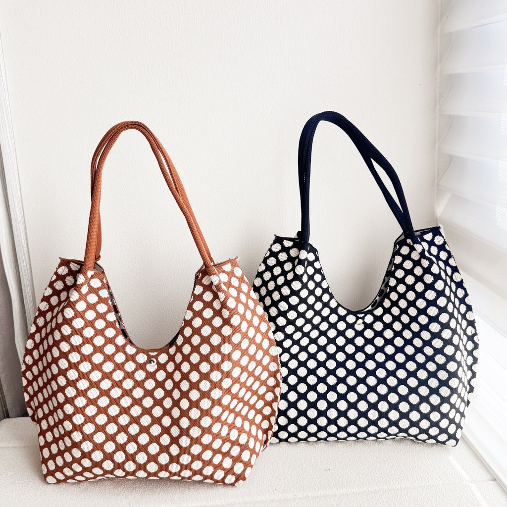 Knitted Pattern Shoulder Tote Bag