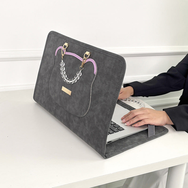 Cute Bear Laptop Sleeve with Acrylic Bead Handle