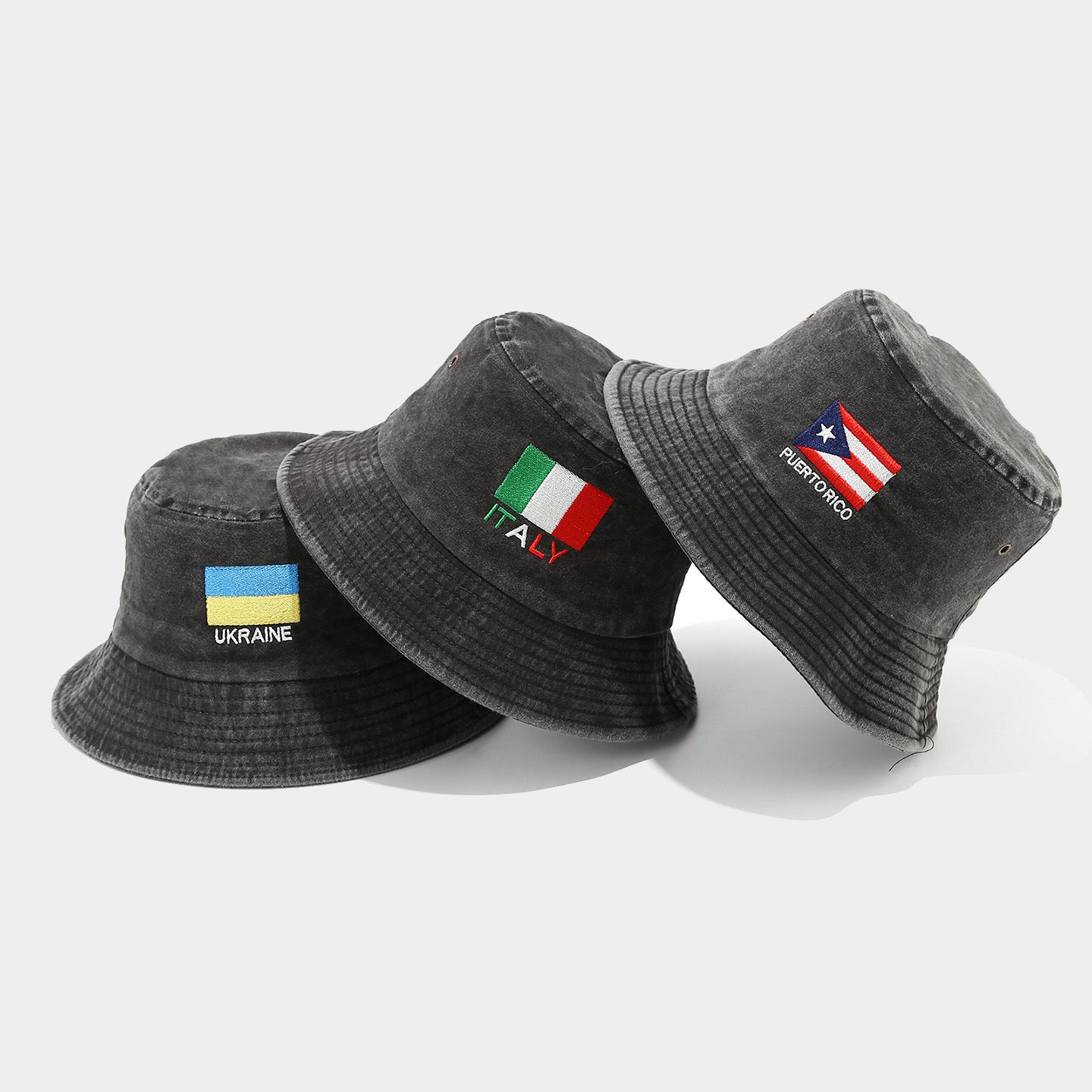 Washed Foldable World Flag Fisherman Hat
