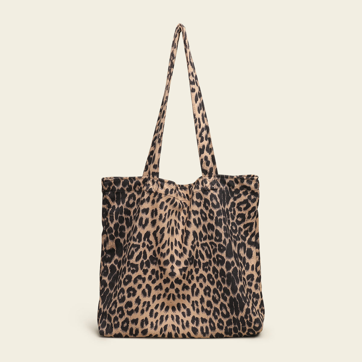 Leopard Print Canvas Magnetic Snap Large Tote Bag