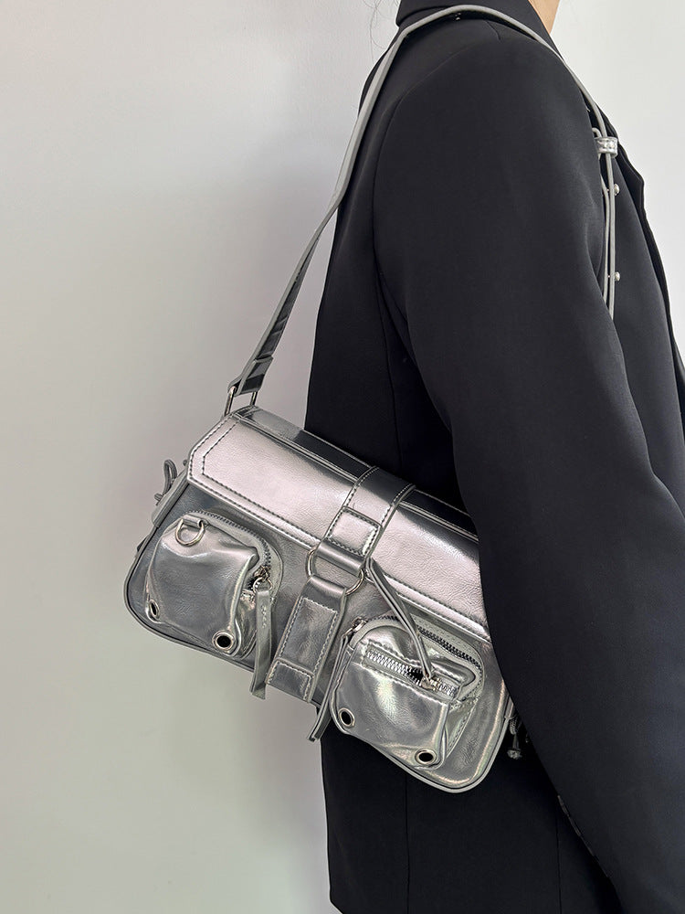 Retro Multi-Pocket Buckle Shoulder Bag
