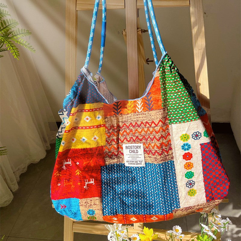Cross-Border Bags, Bangkok, Thailand, Nepali Printed Cloth Bag, Large-Capacity Casual Shoulder Bag, Lazy Style Tote Bag For Women