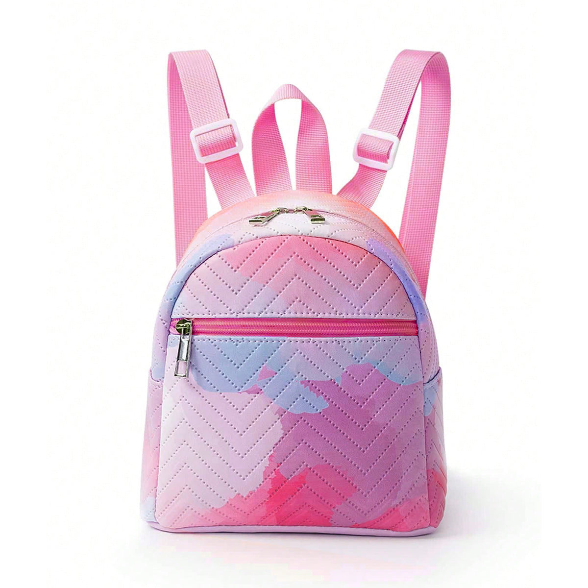 Rainbow Multicolor Pu Quilted Mini Backpack