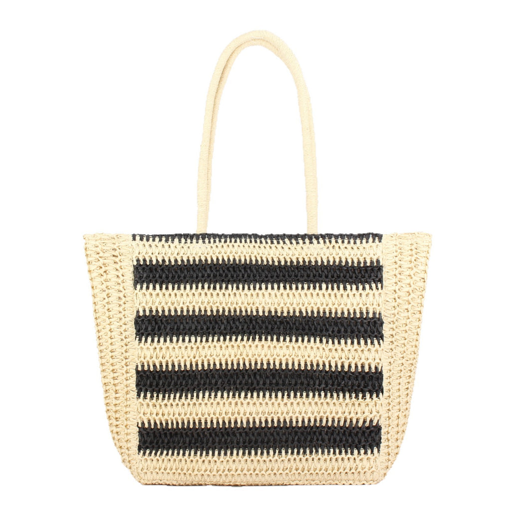 Striped Handmade Straw Tote Bag