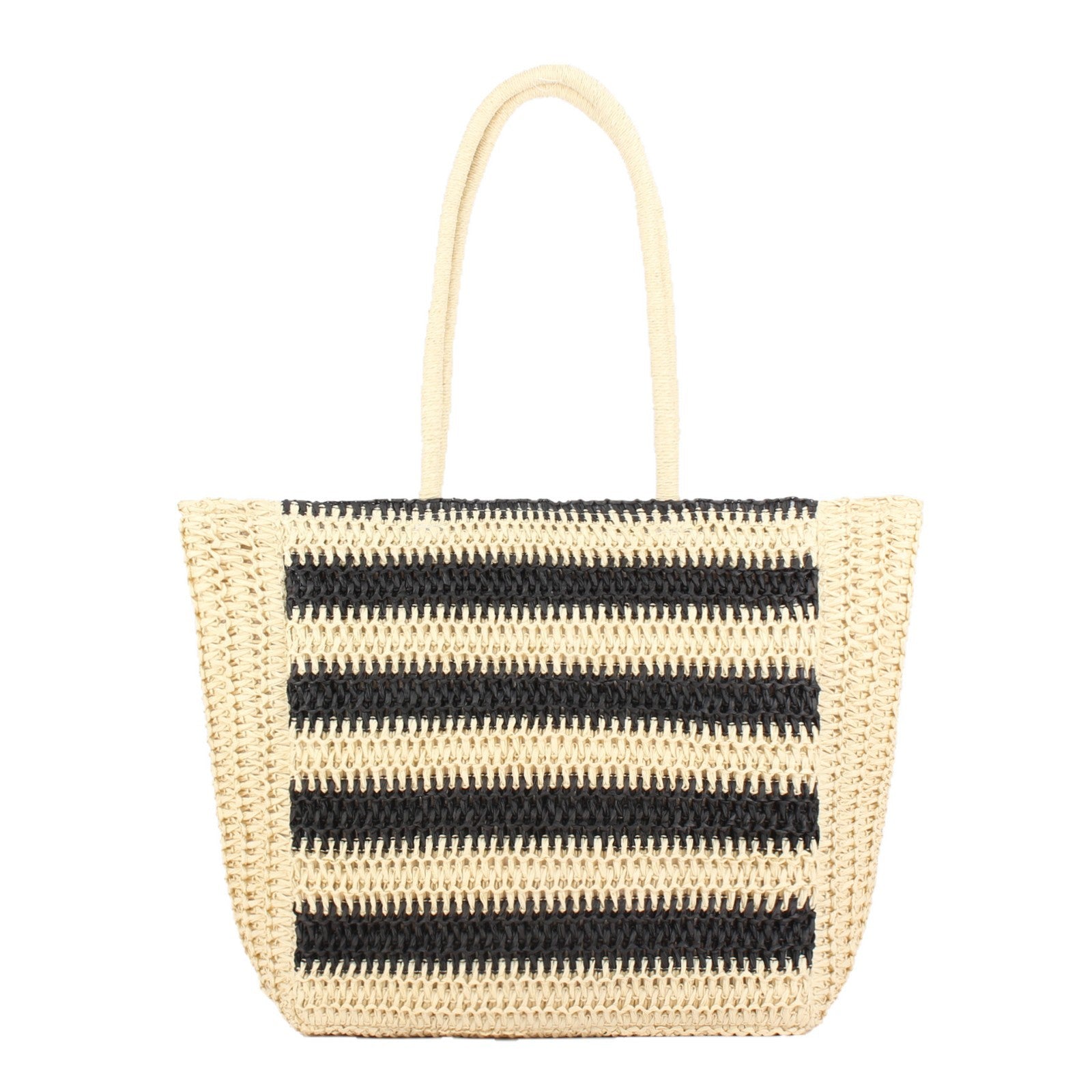 Striped Handmade Straw Tote Bag