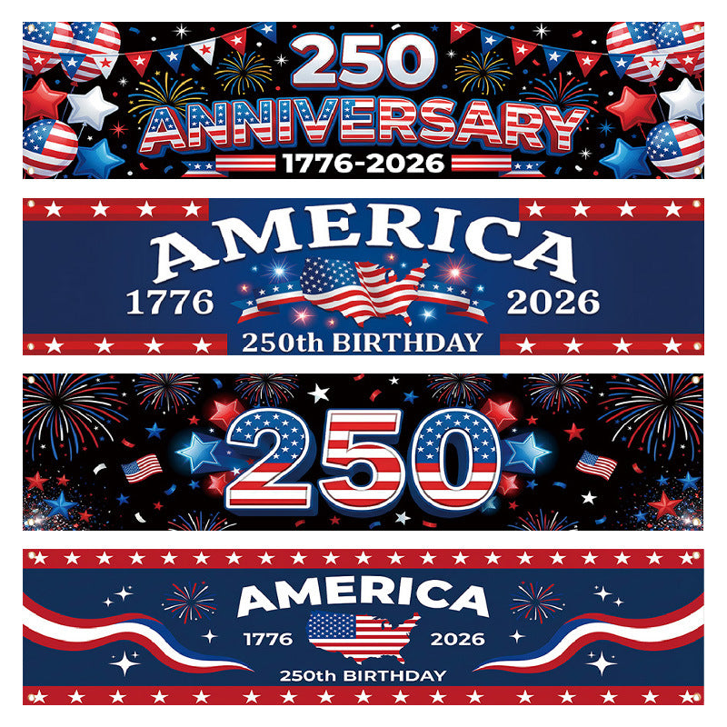 Independence Day 250th Anniversary Hanging Flag Banner