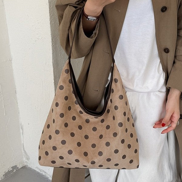 Retro Polka Dot Slouchy Hobo Shoulder Bag